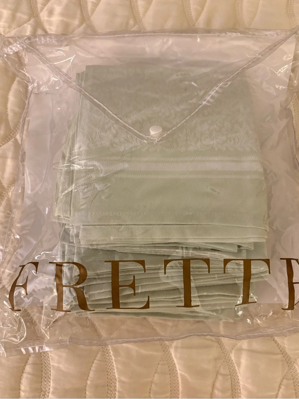 Frette Elegant Sage Green Decorative Damask Napkin Set Home Dining